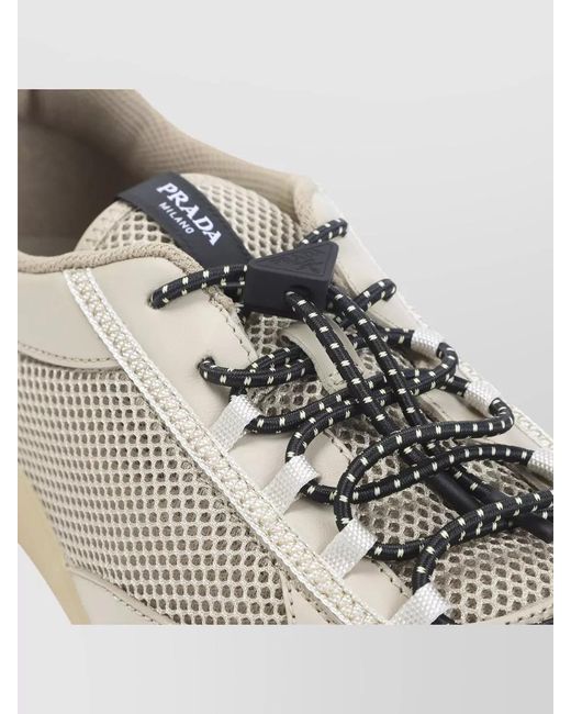 Prada Multicolor Allacciate Sneakers Mesh Panels Tonal Sole for men