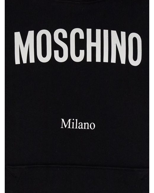 Moschino Blue Logo Print Hoodie for men
