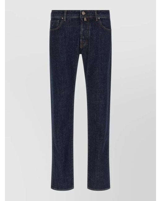 Jacob Cohen Blue Bard Denim Jeans Belt Loops Five Pockets for men