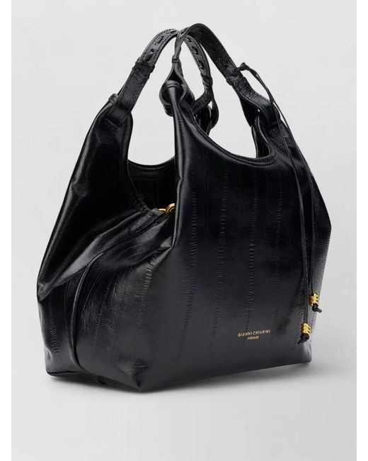 Gianni Chiarini Black Hobo Shoulder Bag Adjustable Strap Hardware