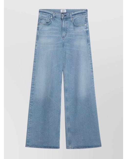 Citizens of Humanity Women's Blue Belt Loops Wide Leg Jeans