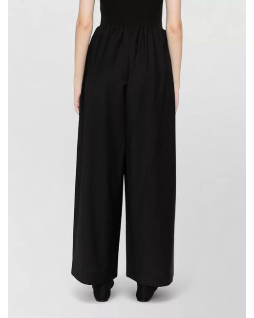 Totême Black Wool Drawstring Wide-Leg Trousers