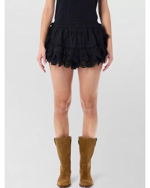 Isabel Marant Black Cotton Lace Mini Shorts