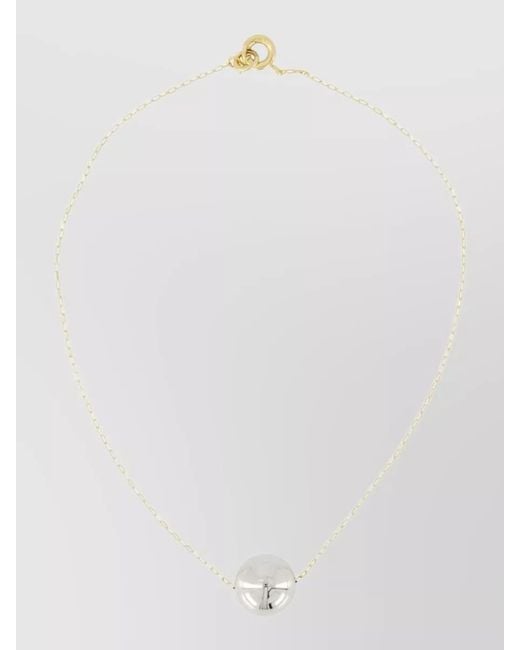 Isabel Marant White Long Metal Necklace Round Pendant Chain