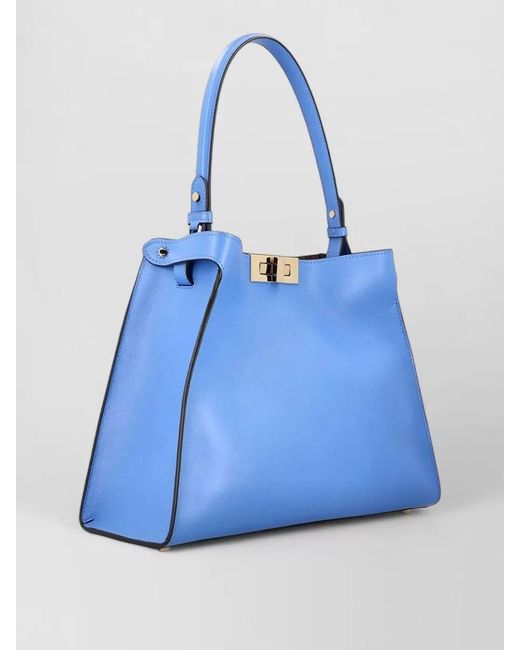 Fendi Blue Medium Way Shoulder Bag Calfskin Hardware