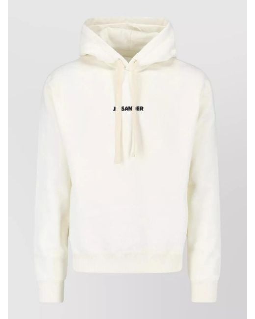 Jil Sander Natural Hooded Sweatshirt Drawstring Hood Ribbed Trims for men