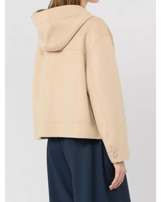 Weekend by Maxmara Natural Hooded Coat Long Sleeves Front Pockets