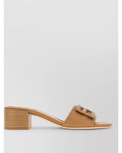 Fendi Brown Leather Baguette Slides