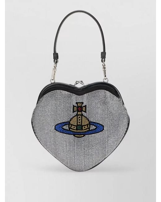 Vivienne Westwood White New Heart Crystal-Embellished Calfskin Clutch Bag