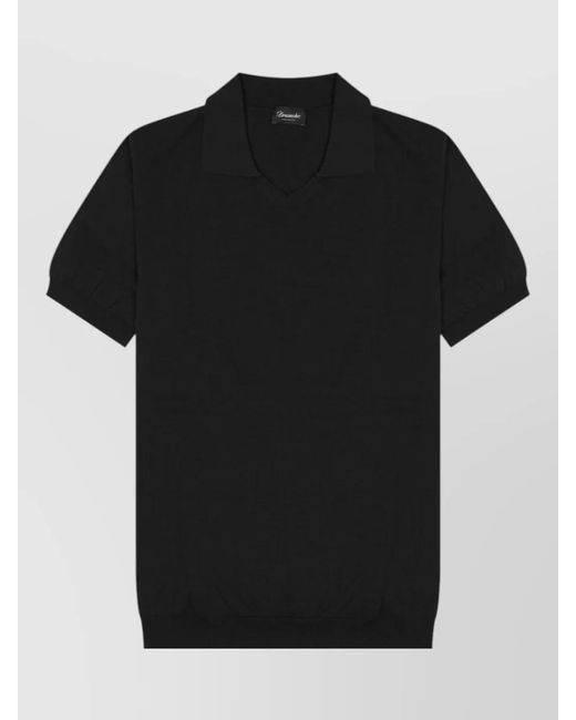 Drumohr Black Cotton Knit Polo Shirt for men