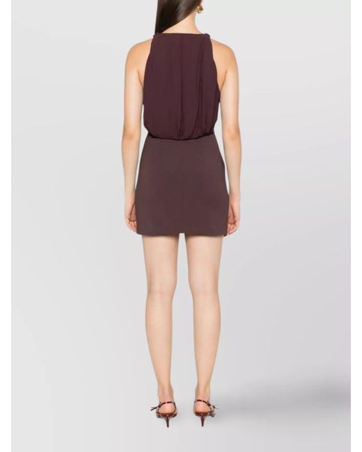 Elisabetta Franchi Purple Sleeveless Chain-Embellished Mini Dress