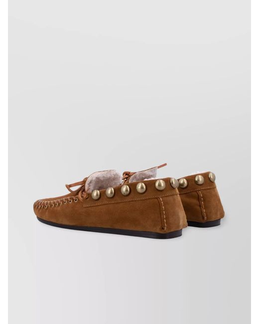 Isabel Marant Brown Suede Lace-Up Loafers