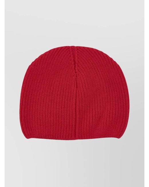 Patou Red Ribbed Cashmere Beanie