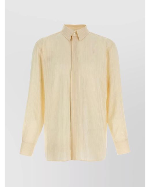 Saint Laurent Natural Striped Shirt With Long Sleeves And Button-Down Collar for men