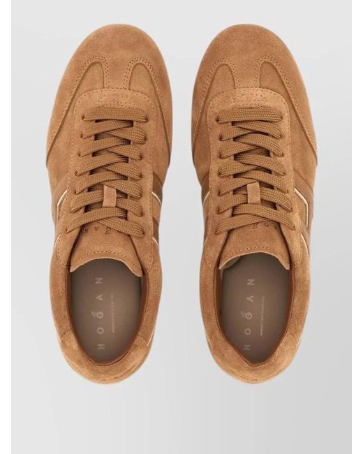 Hogan Brown H693 Lace Up Leather Sneakers