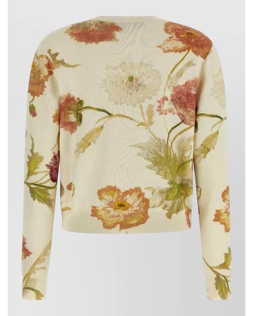 Carolina Herrera Metallic Floral-Print Cardigan