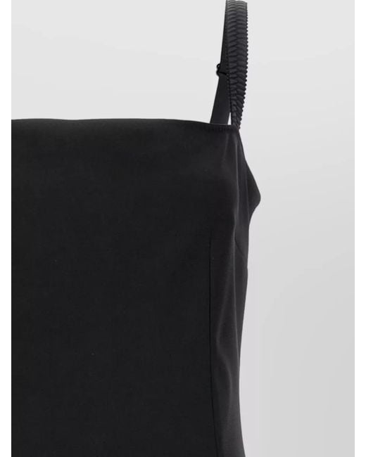 Dolce & Gabbana Black Milan Stitch Dress Midi Square Neckline