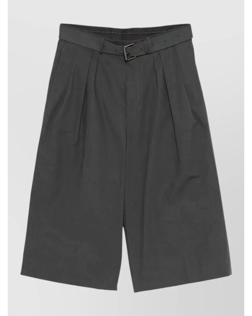 Dries Van Noten Gray Belted Cotton Poplin Tailored Bermuda Shorts for men