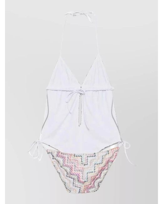 Missoni White Halterneck One Piece Swimsuit Waist Cutout