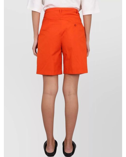 Aspesi Orange High-Waisted Cotton Poplin Shorts