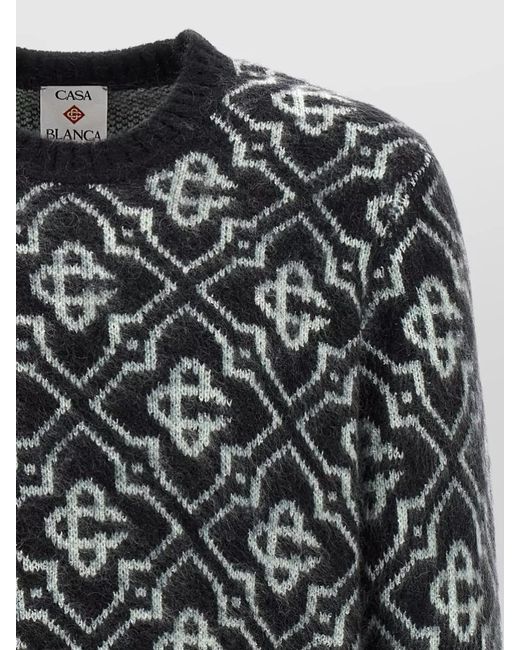 Casablanca Black Monogram Crew Neck Long Sleeve Jumper for men