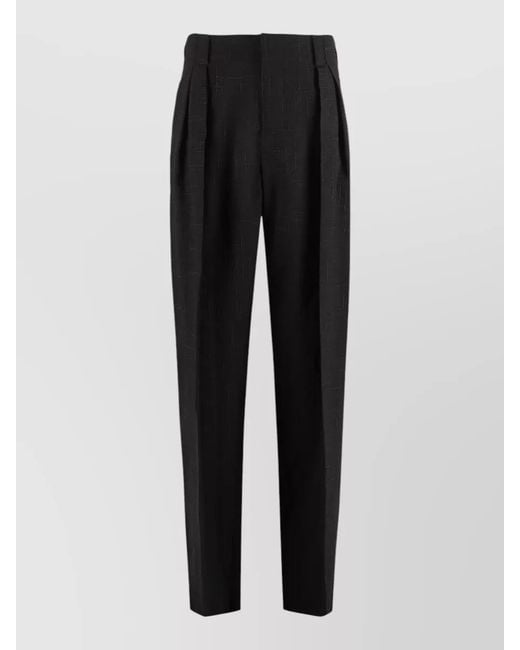 Bottega Veneta Black Pleated Loose Trousers Viscose Silk Blend for men