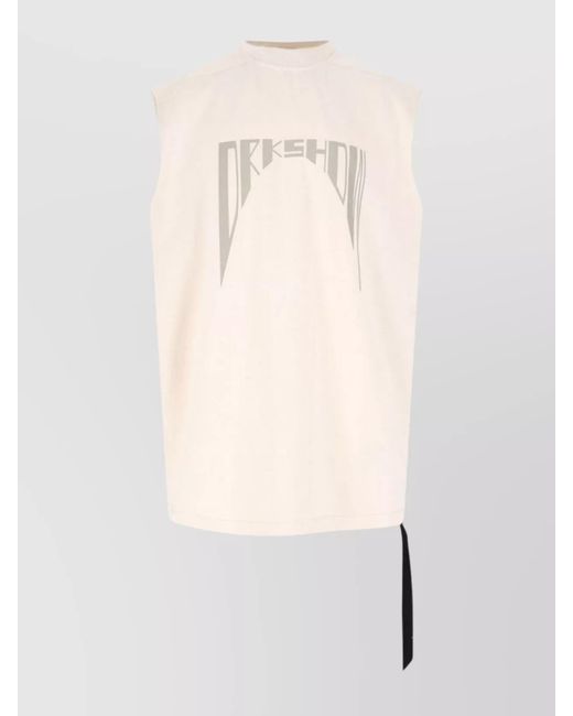 Rick Owens Natural Short Sleeves With Graphic Print And Side Tie Detail for men