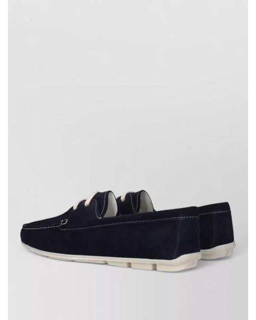 Prada Blue Suede Leather Slip-On Loafers