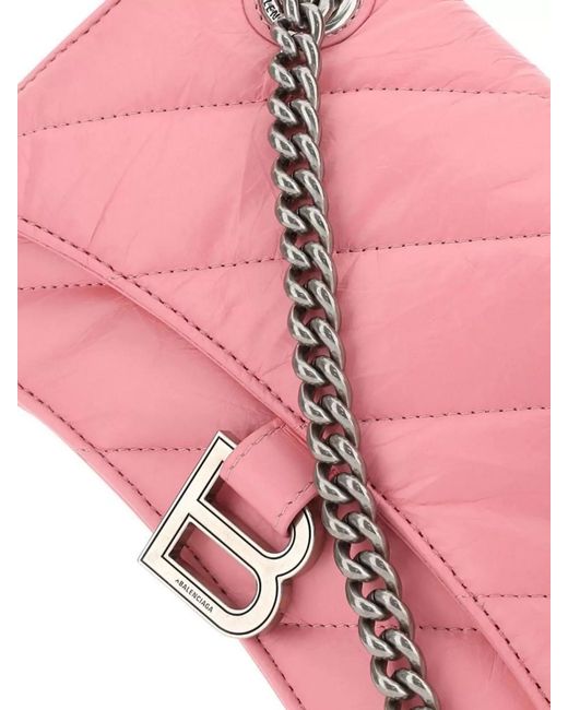 Balenciaga Pink Crush Small Leather Shoulder Bag
