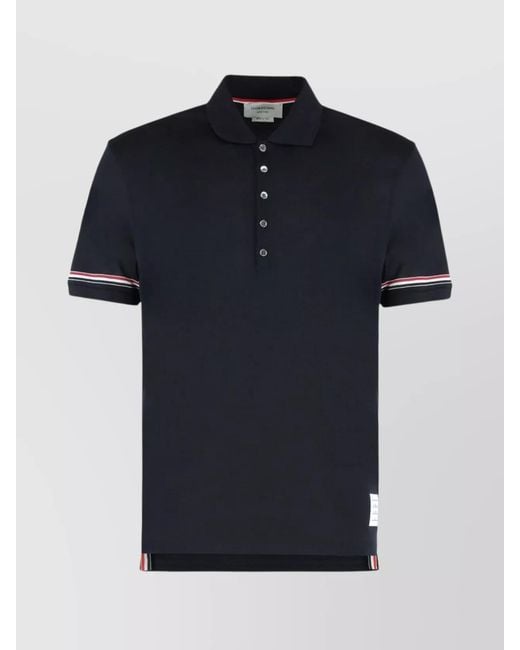 Thom Browne Blue Cotton Short-Sleeve Polo Shirt for men