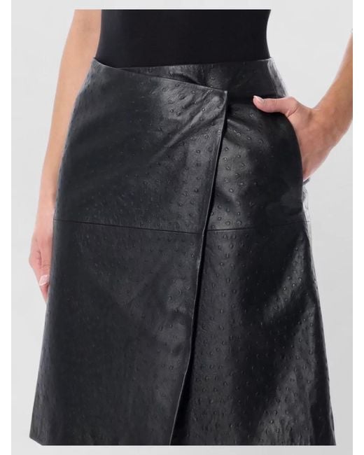 Loulou Black Gora Midi Skirt High Waist A Line
