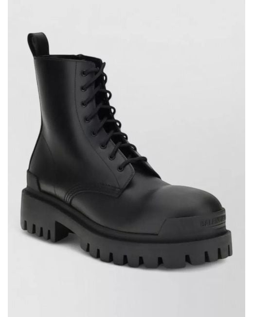 Balenciaga Black Calf Leather Lace-Up Boots for men