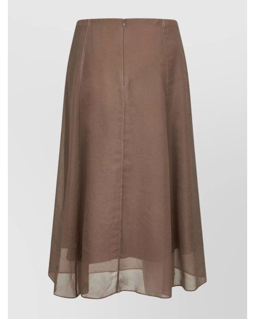 Brunello Cucinelli Brown Flared Midi Skirt