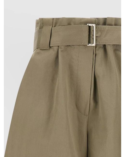 Brunello Cucinelli Green Pleated Bermuda Shorts Belted Waist Pockets