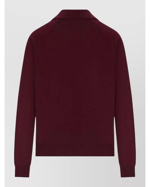 Miu Miu Red Wool Cardigan Polo Collar Straight Fit