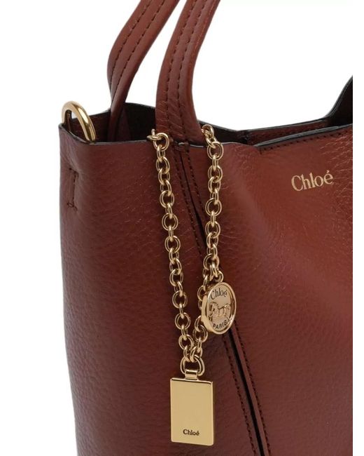 Chloé Red Spin Small Leather Bucket Bag Shoulder