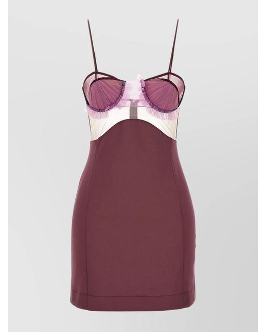 Nensi Dojaka Purple Asymmetric Cutout Mini Dress