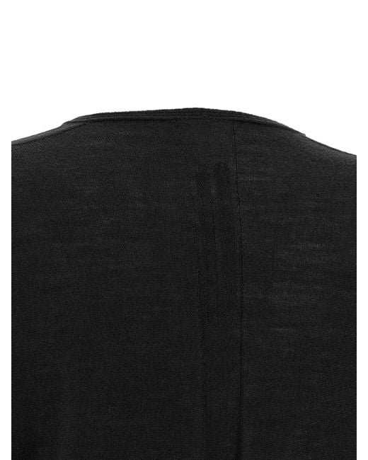 Rick Owens Black Cropped Knit Top Long Sleeves V Neckline