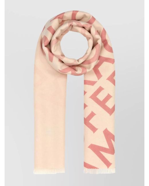 Ferragamo Pink Wool Cashmere Embroidered Reversible Scarf