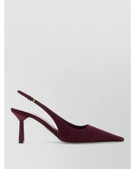 Prada Purple Suede Slingback Pumps Pointed Toe Stiletto