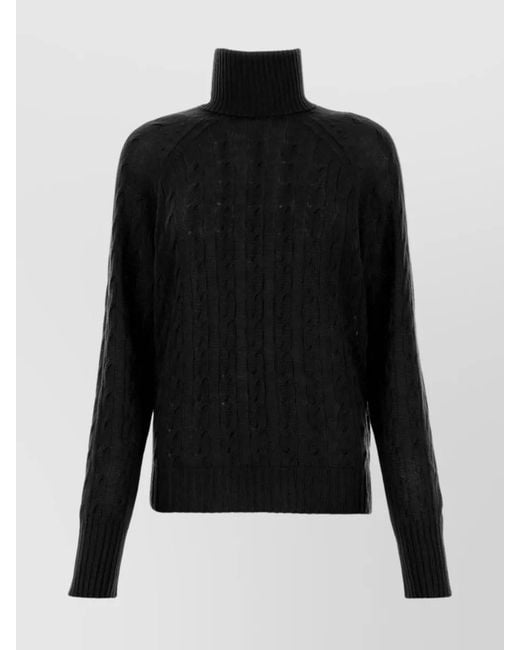 Etro Black Elevated Ribbed Turtleneck Cashmere Sweater