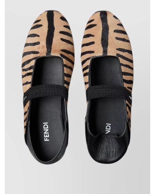Fendi White Hair-On Leather Ballerina Flats