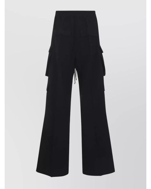 Rick Owens Blue Cotton Wide-Leg Cargo Trousers for men