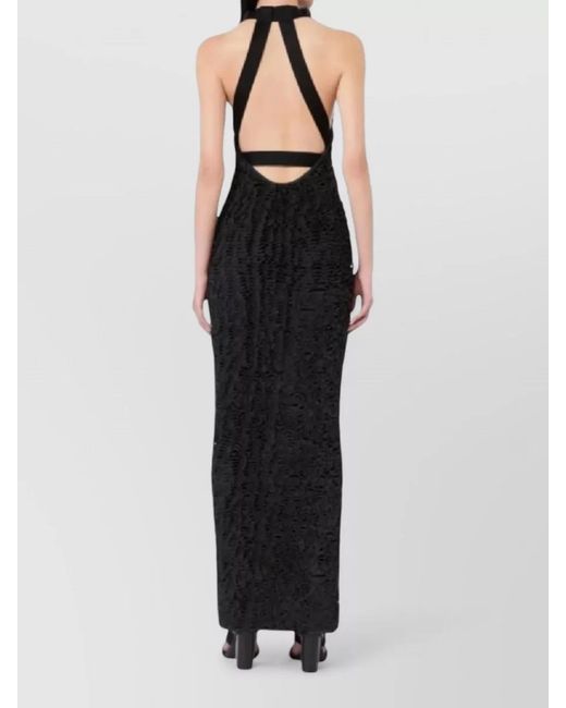 Max Mara Black Halter Neck Floor Length Sleeveless Dress