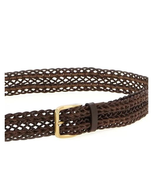 Brunello Cucinelli White Braided Calf Leather Belt Adjustable Design for men