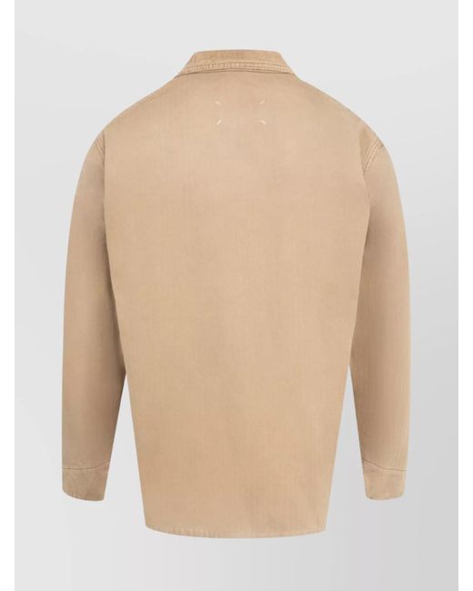 Maison Margiela Natural Cotton Herringbone Shirt Jacket for men
