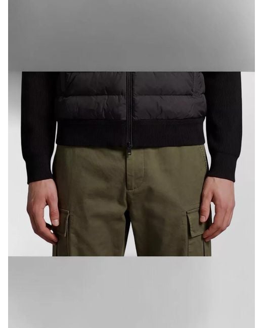 Moncler Black Quilted Knit Zip Cardigan Padded Front for men