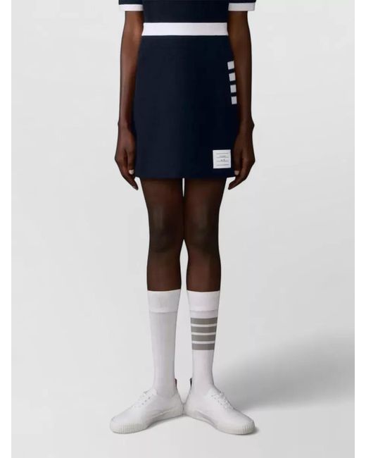 Thom Browne Blue Textured Cotton Box Pleat Mini Skirt