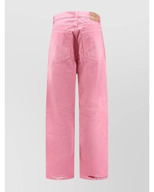 Balenciaga Pink Loose Fit Trousers With Distressed Accents