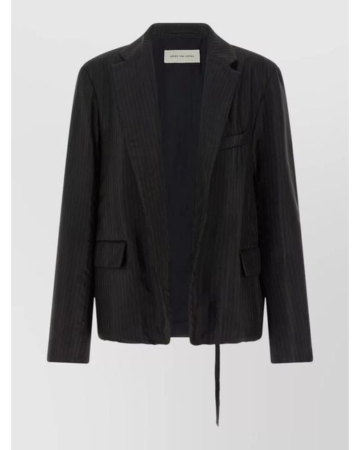 Dries Van Noten Black Blazer Blursy Striped Single Breasted Tailoring